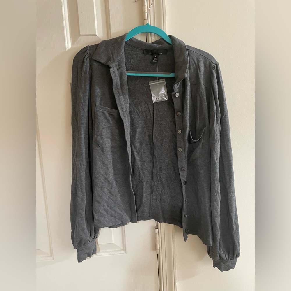 White House Black Market Heather Gray Cardigan - Size Medium